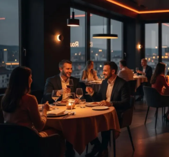 Hangulatos esti belső tér a restavildhub étteremben